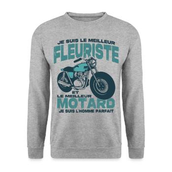 Le meilleur motard et le meilleur fleuriste - Sweat-shirt Unisexe - gris chiné - Devant - Alina (178cm) & Michal (187cm)
