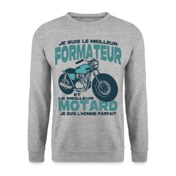 Le meilleur motard et le meilleur formateur - Sweat-shirt Unisexe - gris chiné - Devant - Alina (178cm) & Michal (187cm)