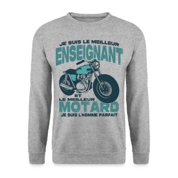 Le meilleur motard et le meilleur enseignant - Sweat-shirt Unisexe - gris chiné - Devant - Alina (178cm) & Michal (187cm)