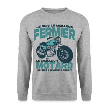 Le meilleur motard et le meilleur fermier - Sweat-shirt Unisexe - gris chiné - Devant - Alina (178cm) & Michal (187cm)