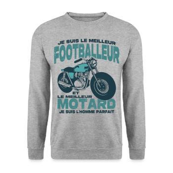 Le meilleur motard et le meilleur footballeur - Sweat-shirt Unisexe - gris chiné - Devant - Alina (178cm) & Michal (187cm)