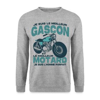 Le meilleur motard et le meilleur gascon - Sweat-shirt Unisexe - gris chiné - Devant - Alina (178cm) & Michal (187cm)