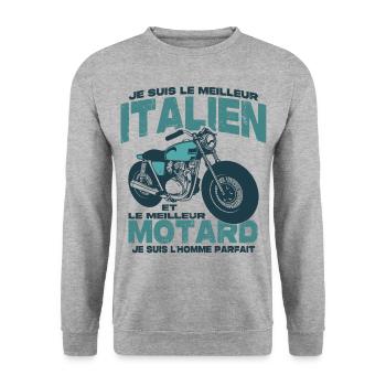 Le meilleur motard et le meilleur italien - Sweat-shirt Unisexe - gris chiné - Devant - Alina (178cm) & Michal (187cm)