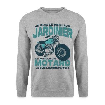 Le meilleur motard et le meilleur jardinier - Sweat-shirt Unisexe - gris chiné - Devant - Alina (178cm) & Michal (187cm)