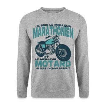 Le meilleur motard et le meilleur marathonien - Sweat-shirt Unisexe - gris chiné - Devant - Alina (178cm) & Michal (187cm)