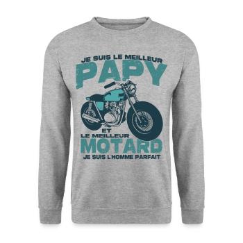 Le meilleur motard et le meilleur papy - Sweat-shirt Unisexe - gris chiné - Devant - Alina (178cm) & Michal (187cm)