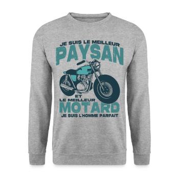 Le meilleur motard et le meilleur paysan - Sweat-shirt Unisexe - gris chiné - Devant - Alina (178cm) & Michal (187cm)