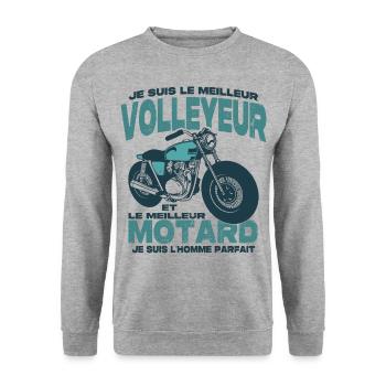 Le meilleur motard et le meilleur volleyeur - Sweat-shirt Unisexe - gris chiné - Devant - Alina (178cm) & Michal (187cm)