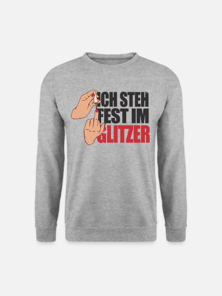 Fest im Glitzer Mittelfinger Nagellack Finger Frau - Unisex Pullover - Weißgrau meliert