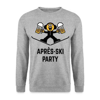 Après-Ski Party (Bier / Karikatur / 3C) - Unisex Pullover - Weißgrau meliert - Vorne - Alina (178cm) & Michal (187cm)