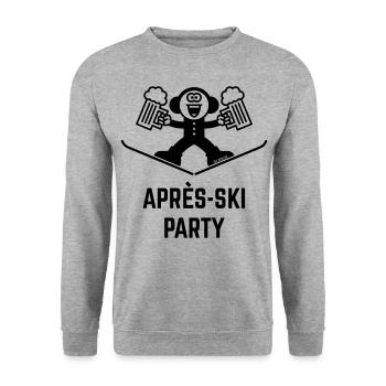 Après-Ski Party (Bier / Karikatur / 1C) - Unisex Pullover - Weißgrau meliert - Vorne - Alina (178cm) & Michal (187cm)