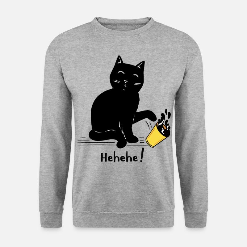 freche Katze - Unisex Pullover - Weißgrau meliert