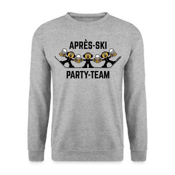 Après-Ski Party Team Trio (Bier / Karikatur / 3C) - Unisex Pullover - Weißgrau meliert - Vorne - Alina (178cm) & Michal (187cm)