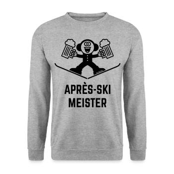 Après-Ski Meister (Bier / Karikatur / 1C) - Unisex Pullover - Weißgrau meliert - Vorne - Alina (178cm) & Michal (187cm)