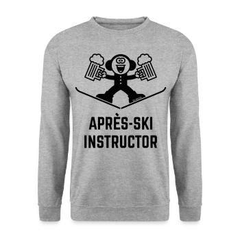Après-Ski Instructor (Bier / Karikatur / 1C) - Unisex Pullover - Weißgrau meliert - Vorne - Alina (178cm) & Michal (187cm)
