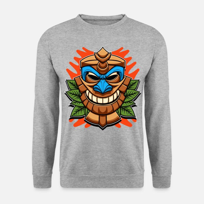 Tiki Statue - Unisex Pullover - Weißgrau meliert