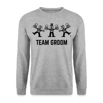 Team Groom (Stag Party / Caricature / Dance / 1C) - Unisex Sweatshirt - salt & pepper - Front - Alina (178cm) & Michal (187cm)