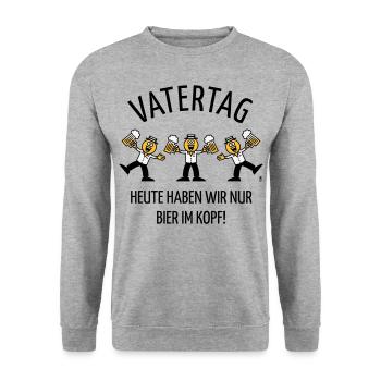 Vatertag – Bier Im Kopf (Karikatur Tanz / 3C / B) - Unisex Pullover - Weißgrau meliert - Vorne - Alina (178cm) & Michal (187cm)