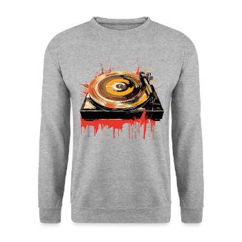 Disque Vinyle LP Platine Rétro - Sweat-shirt Unisexe - gris chiné - Devant - Alina (178cm) & Michal (187cm)