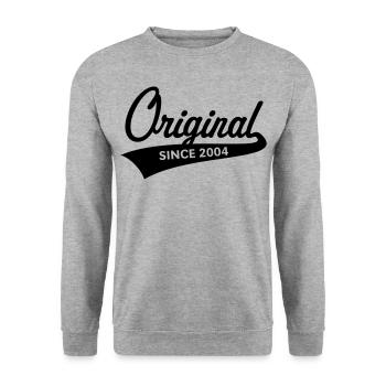 Original depuis 2004 (année de naissance, anniversaire / b) - Sweat-shirt Unisexe - gris chiné - Devant - Alina (178cm) & Michal (187cm)