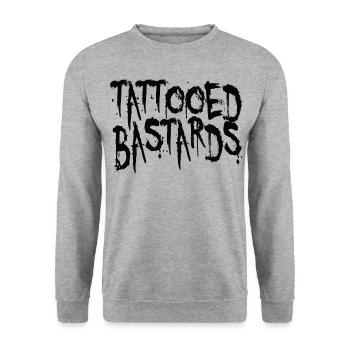 tattoo tattoos Tätowierung tätowiert inked black - Unisex Pullover - Weißgrau meliert - Vorne - Alina (178cm) & Michal (187cm)