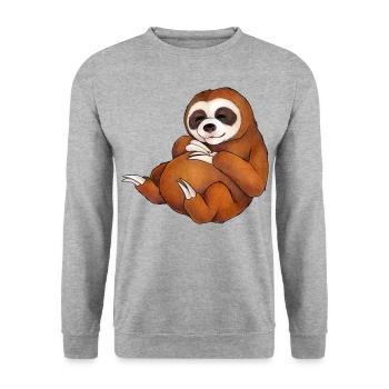 Niedliches schlafendes Faultier Geschenkidee Kind - Unisex Pullover - Weißgrau meliert - Vorne - Alina (178cm) & Michal (187cm)