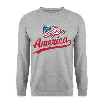 Amerika Flagge - Unisex Pullover - Weißgrau meliert - Vorne - Alina (178cm) & Michal (187cm)