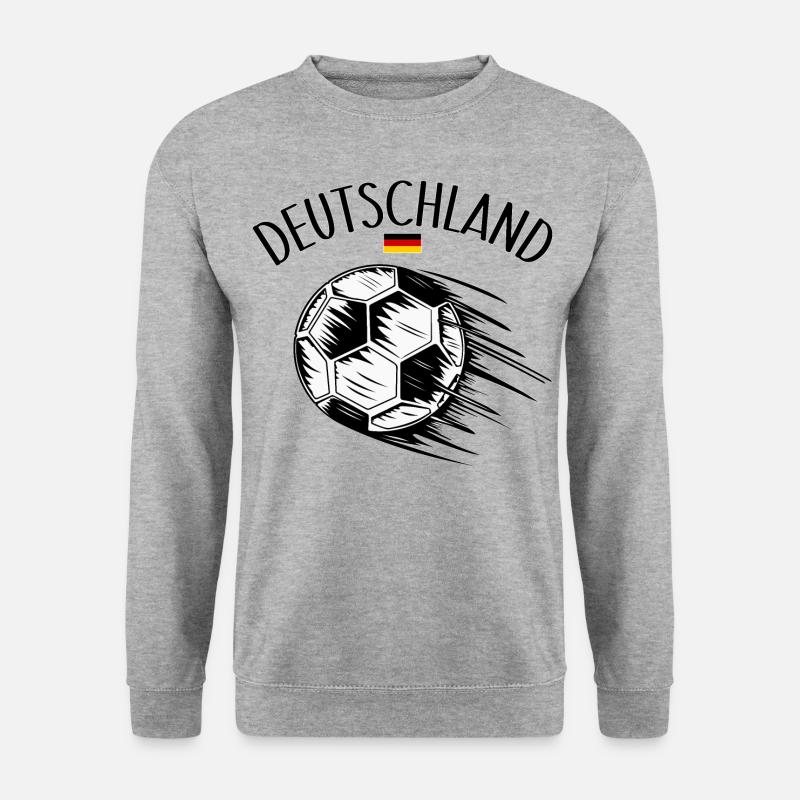 Deutschland Flagge Fußball im Flug - Unisex Pullover - Weißgrau meliert