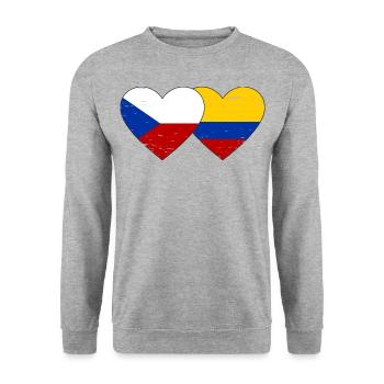 République tchèque Colombie drapeau coeur utilisé - Sweat-shirt Unisexe - gris chiné - Devant - Alina (178cm) & Michal (187cm)
