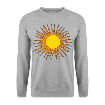 Retro Sonne - Unisex Pullover - Weißgrau meliert - Vorne - Alina (178cm) & Michal (187cm)