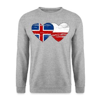 Iceland Poland flag heart used - Unisex Sweatshirt - salt & pepper - Front - Alina (178cm) & Michal (187cm)