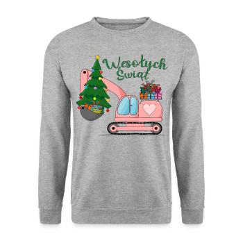 Koparka Wesołych Świąt w kolorze różowym - Unisex Sweatshirt - salt & pepper - Front - Alina (178cm) & Michal (187cm)