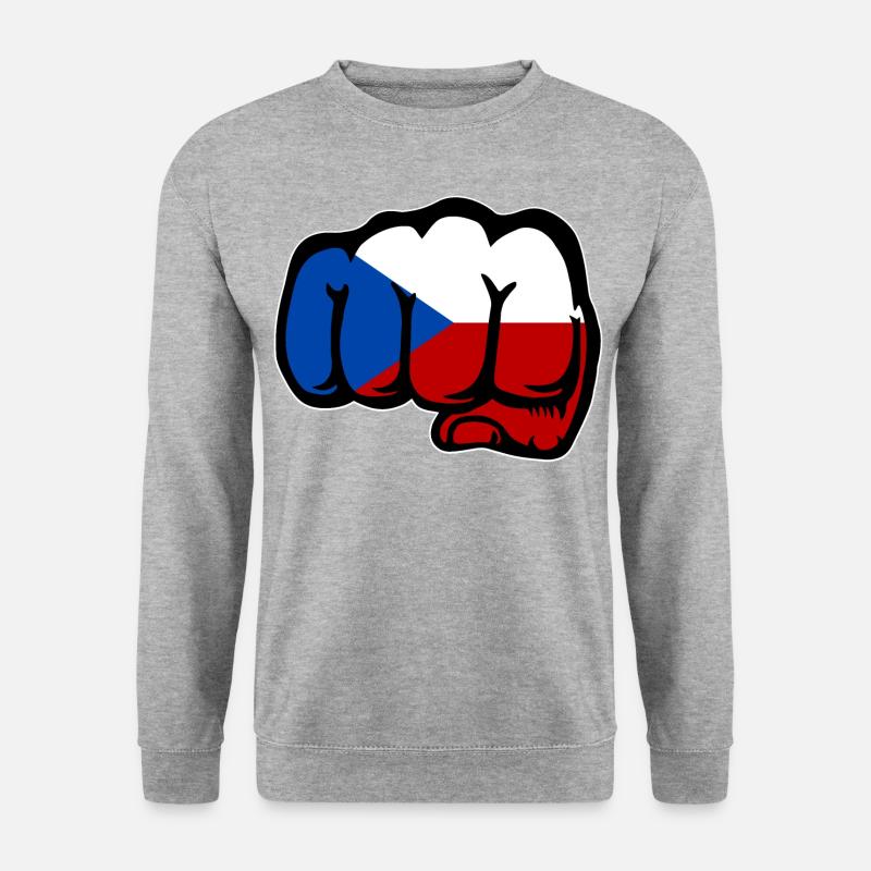Tschechien Faust Flagge - Unisex Pullover - Weißgrau meliert