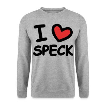 I Love Speck - Unisex Pullover - Weißgrau meliert - Vorne - Alina (178cm) & Michal (187cm)