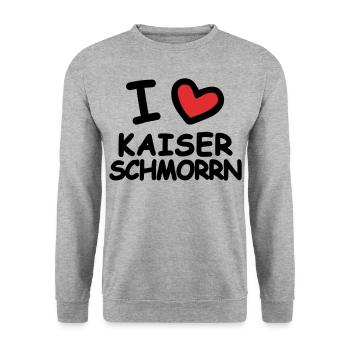 I Love Kaiserschmorrn - Unisex Sweatshirt - salt & pepper - Front - Alina (178cm) & Michal (187cm)