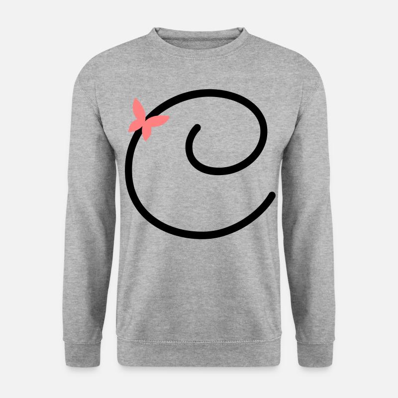 Buchstabe C Schmetterlingsbuchstabe - Unisex Pullover - Weißgrau meliert