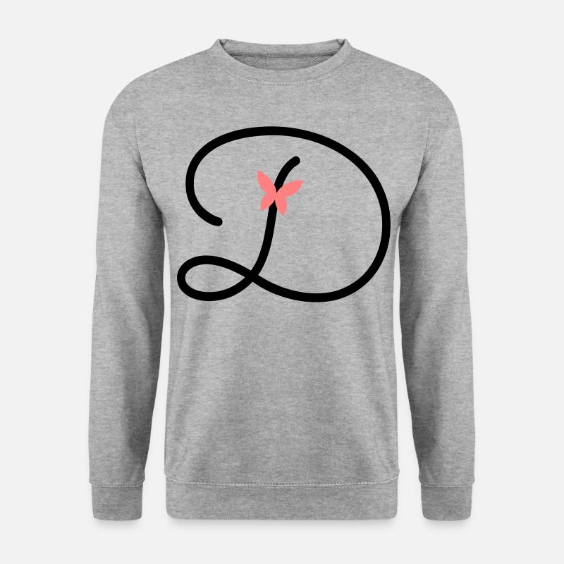 Buchstabe D Schmetterlingsbuchstabe - Unisex Pullover - Weißgrau meliert