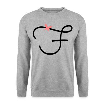Lettre F Papillon Lettre - Sweat-shirt Unisexe - gris chiné - Devant - Alina (178cm) & Michal (187cm)