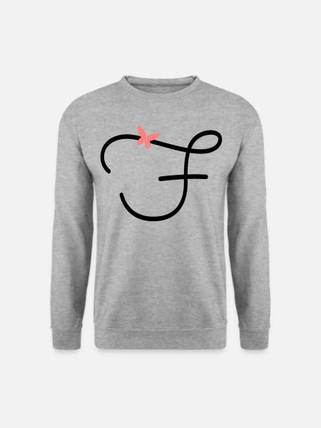 Buchstabe F Schmetterlingsbuchstabe - Unisex Pullover - Weißgrau meliert