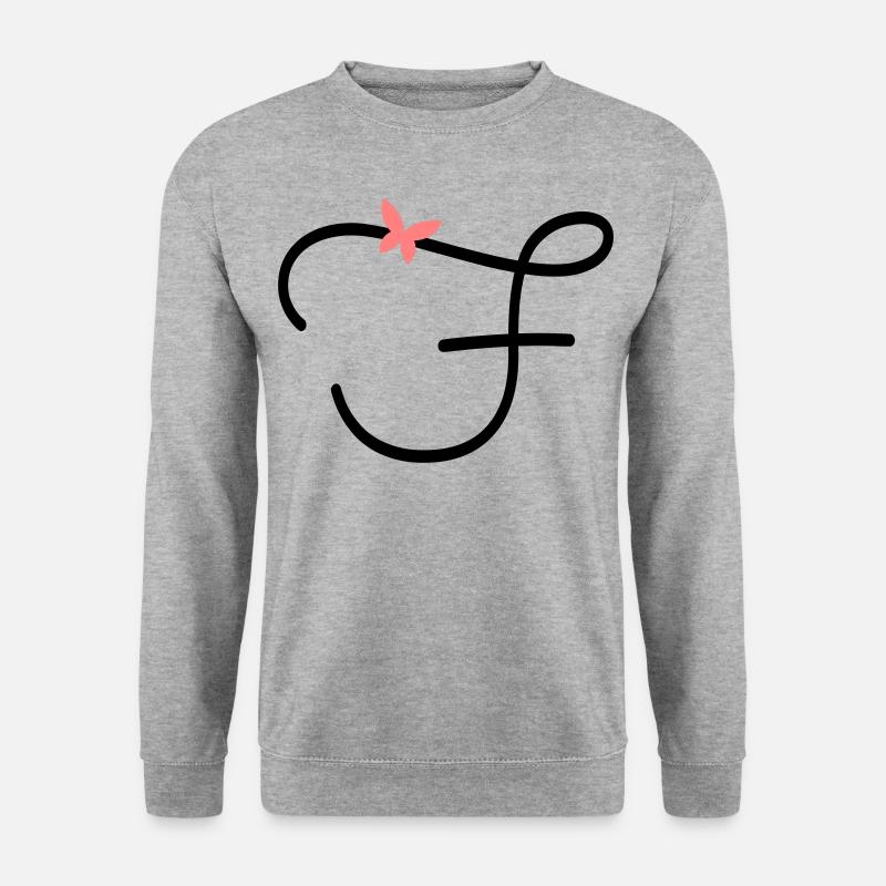 Buchstabe F Schmetterlingsbuchstabe - Unisex Pullover - Weißgrau meliert