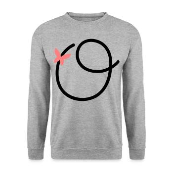 Lettre O Papillon Lettre - Sweat-shirt Unisexe - gris chiné - Devant - Alina (178cm) & Michal (187cm)