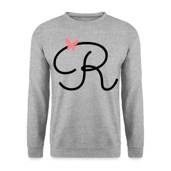 Lettre R Papillon Lettre - Sweat-shirt Unisexe - gris chiné - Devant - Alina (178cm) & Michal (187cm)