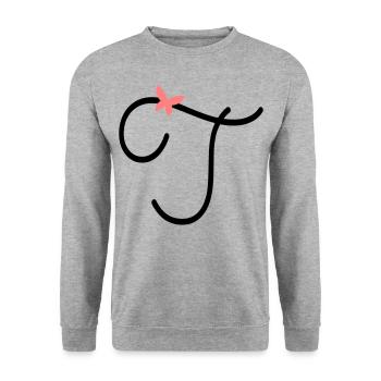 Lettre T Papillon Lettre - Sweat-shirt Unisexe - gris chiné - Devant - Alina (178cm) & Michal (187cm)
