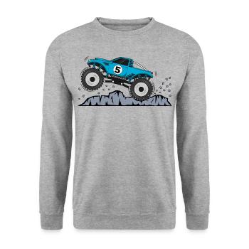 Monstertruck Geburtstag 5 - Unisex Pullover - Weißgrau meliert - Vorne - Alina (178cm) & Michal (187cm)