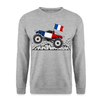 Drapeau Monster Truck France - Sweat-shirt Unisexe - gris chiné - Devant - Alina (178cm) & Michal (187cm)