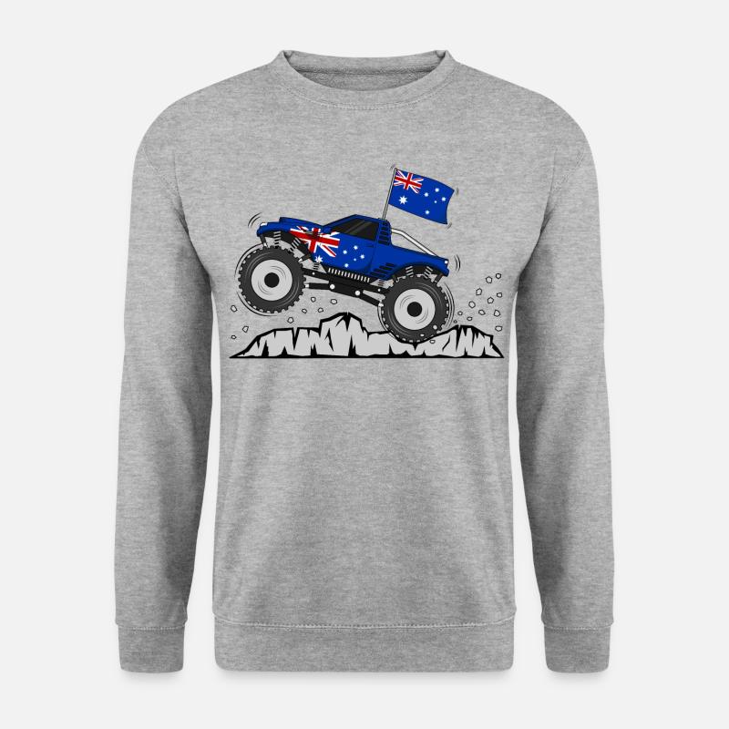 Monstertruck Australien Flagge - Unisex Pullover - Weißgrau meliert