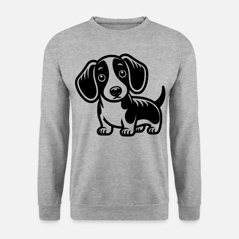 Dackel - Unisex Pullover - Weißgrau meliert
