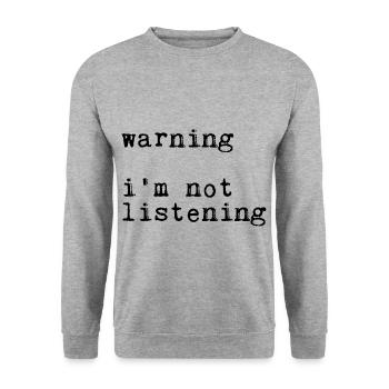 Warning I'm Not Listening 19 - Unisex Pullover - Weißgrau meliert - Vorne - Alina (178cm) & Michal (187cm)