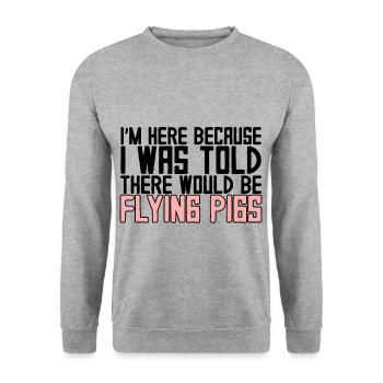 On m’a dit qu’il y aurait des cochons volants 3 - Sweat-shirt Unisexe - gris chiné - Devant - Alina (178cm) & Michal (187cm)