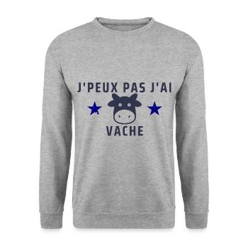 J'peux pas j'ai vache - Sweat-shirt Unisexe - gris chiné - Devant - Alina (178cm) & Michal (187cm)